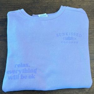 Sunkissed Coconut light purple crewneck, size large